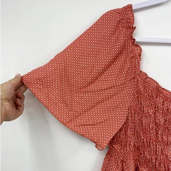 Urban Romantics Womens Off Shoulder Peasant Polka Dot Blouse NEW Small - Picture 3 of 10